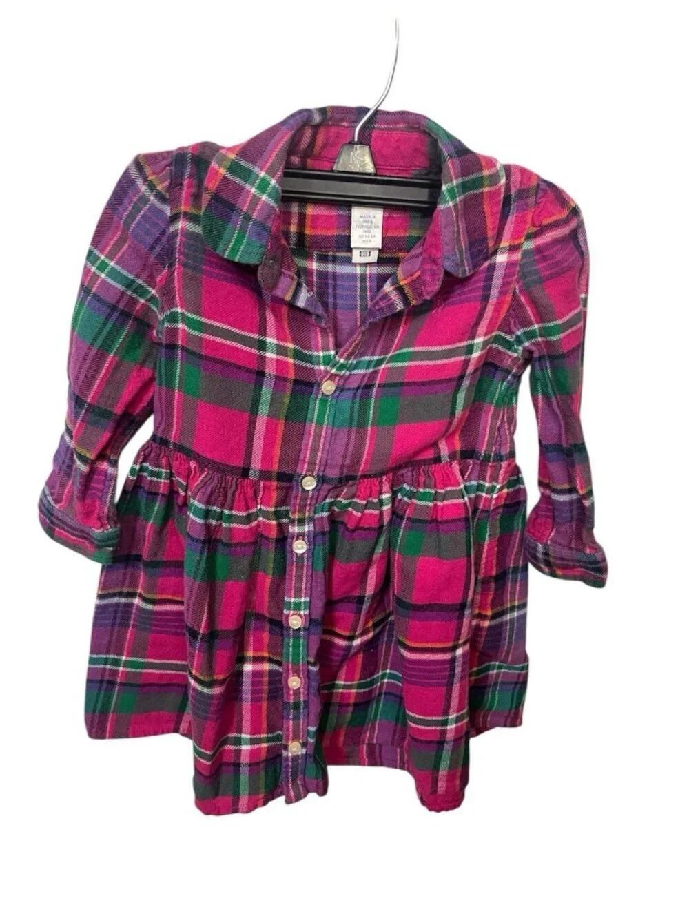 Ralph Lauren Plaid Dress Sz 12mo Long Sleeve Button Down Cotton Twill Fit & Flai